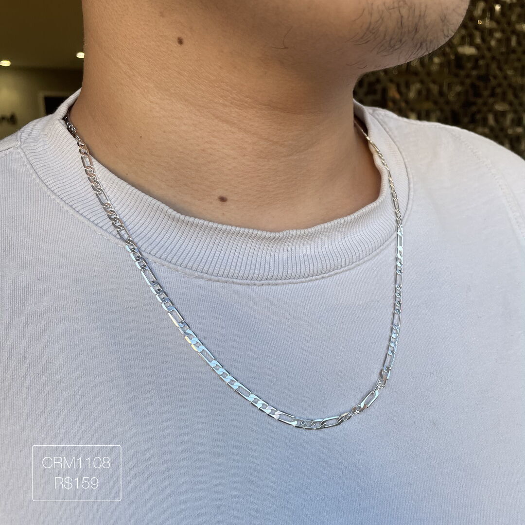 Corrente Grossa 3 x 1 60cm Lisa Prateada